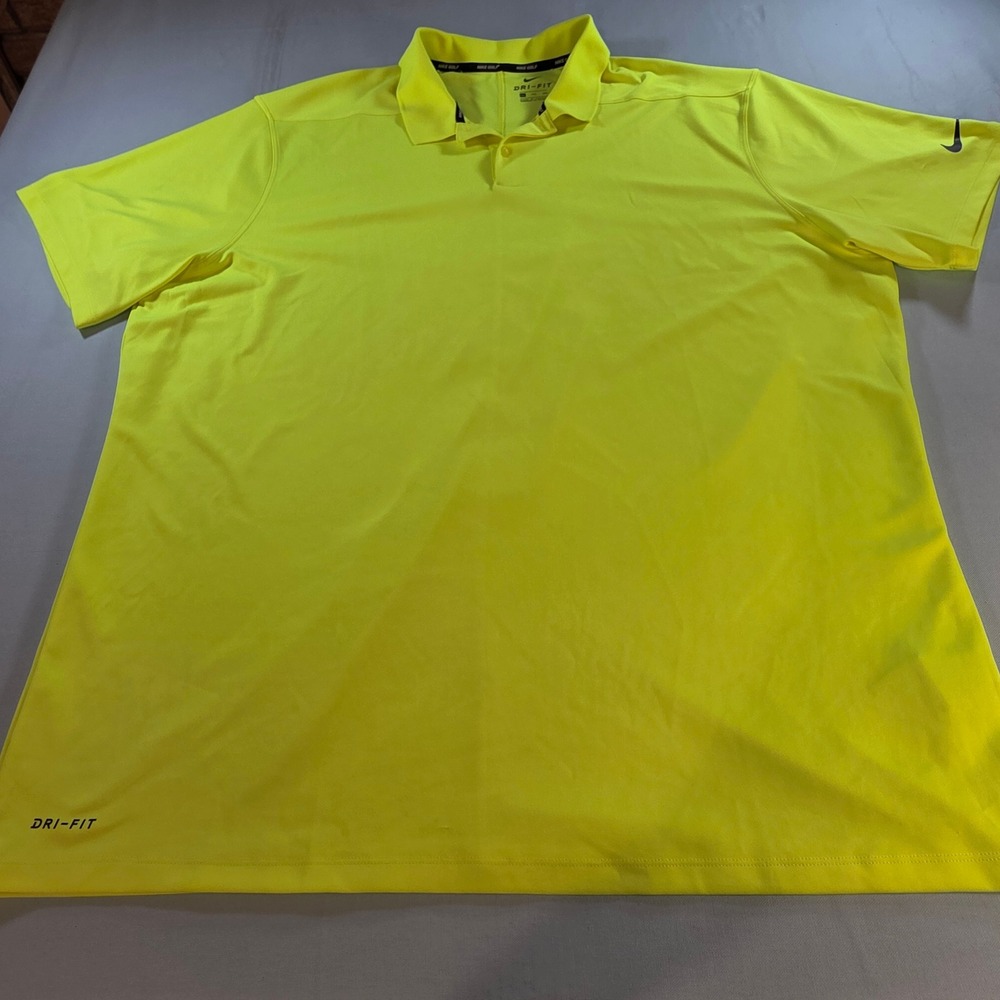 Nike Golf Dri-FIT Polo Shirt Mens XXL Neon Yellow Short Sleeve Athletic Top
